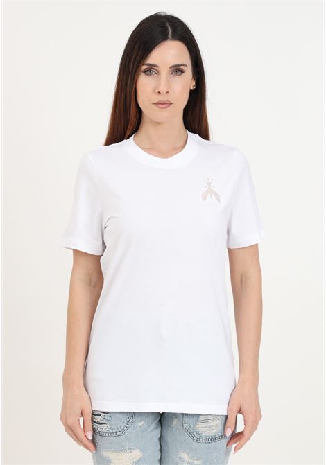 Women's white short sleeve t-shirt with Fly patch PATRIZIA PEPE | 2M4381/J159W103
